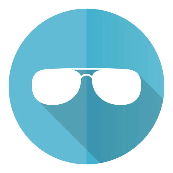Sluneční Brýle Sluneční Brýle Modrý Kulatý Plochý Design Vektor Ikona — Stockový vektor