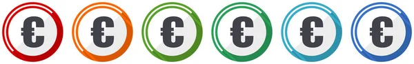 Euro Icon Set Disegno Piatto Vettoriale Illustrazione Colori Opzioni Webdesign — Vettoriale Stock