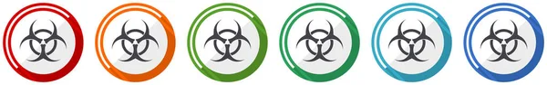 Biohazard Icon Set Flat Design Vector Illustration Colors Options Webdesign — Stock Vector