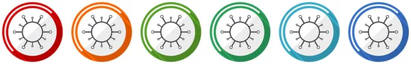 病毒图标集 病原体 感染平面设计载体 用六种颜色显示 供网页设计和移动应用 — 图库矢量图片