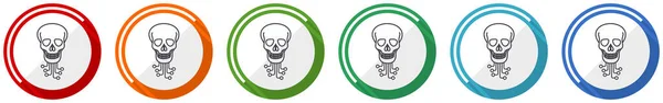 Jeu Icônes Piratage Virus Circuit Crâne Pirate Illustration Vectorielle Conception — Image vectorielle