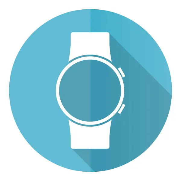 Smartwatch Μπλε Στρογγυλό Επίπεδη Σχεδίαση Διάνυσμα Εικονίδιο Απομονώνονται Λευκό Φόντο — Διανυσματικό Αρχείο