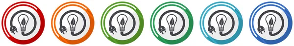 Ecology Eco Bulb Icon Set Renewable Energy Flat Design Vector — Stock Vector