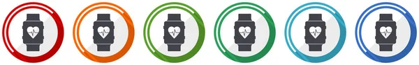 Smartwatch Icon Set Smart Watch Fitness Flat Design Vector Illustration — Stock Vector