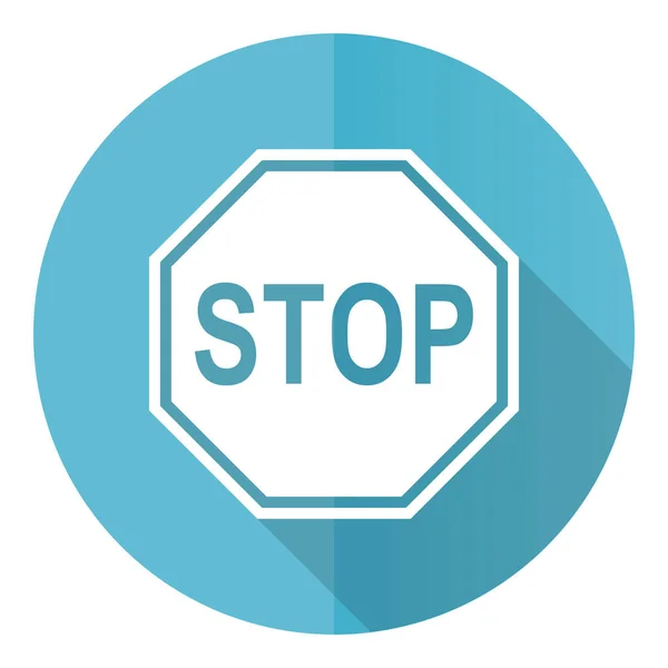 Stop Blu Rotondo Disegno Piatto Icona Vettoriale Isolato Sfondo Bianco — Vettoriale Stock