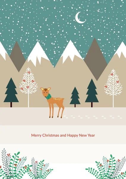 Christmas card with roe — Stock Vector