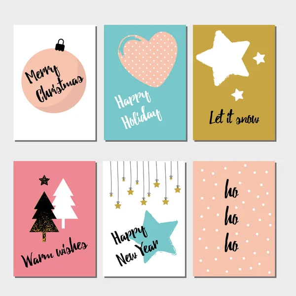 Feliz Navidad juego de tarjetas de felicitación — Vector de stock