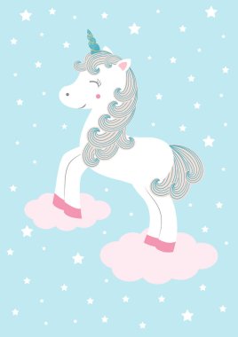 Tek boynuzlu at - vektör çizim