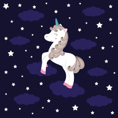 Tek boynuzlu at - vektör çizim