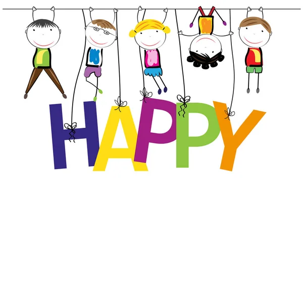 Happy boys and girls — Stock Vector