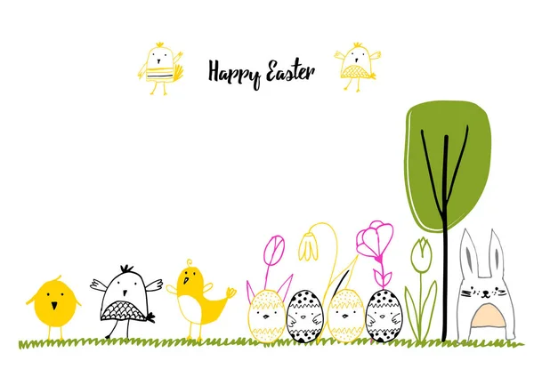 Tarjeta de Pascua dibujada a mano — Vector de stock