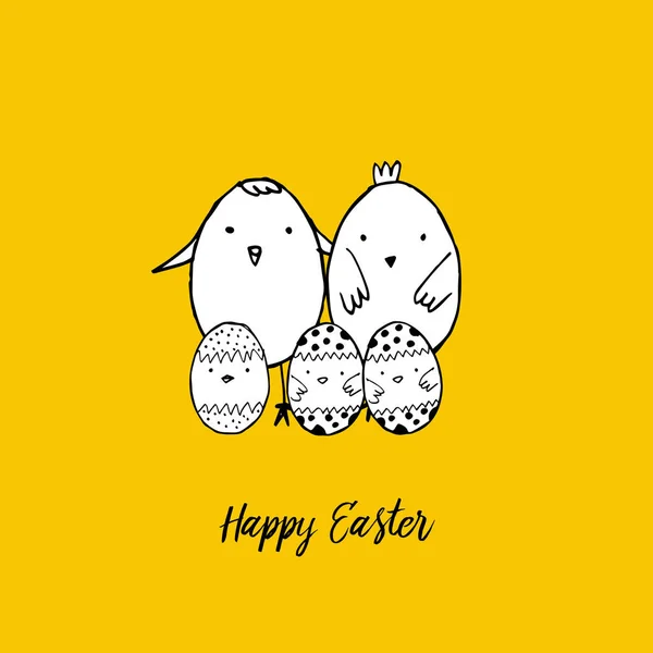 Kézzel rajzolt Húsvéti üdvözlőlap — Stock Vector