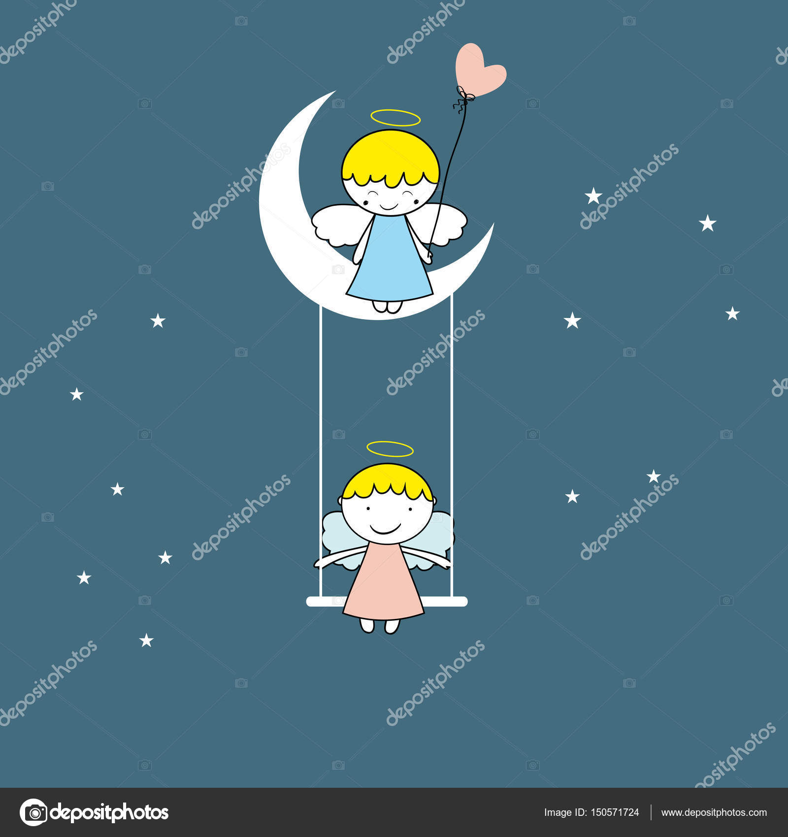 Ángeles pequeños y dulces Vector de stock #150571724 de ©justaa, image size:963x1024