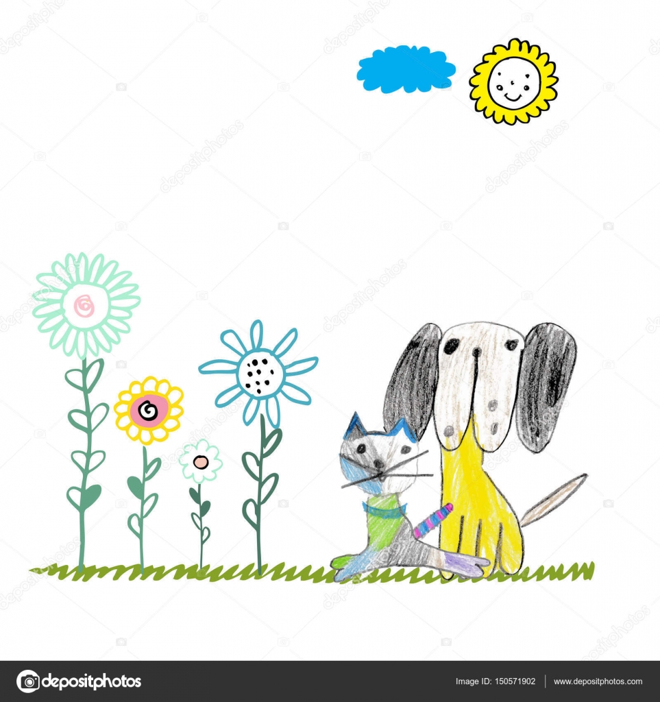 Cane e gatto colorato — Vettoriale Stock