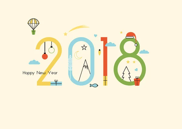 Año Nuevo 2018 — Vector de stock