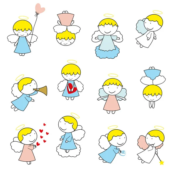 Small and sweet angels — Stock Vector