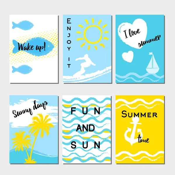 Tarjetas de felicitación - disfrutar de la hora de verano — Vector de stock