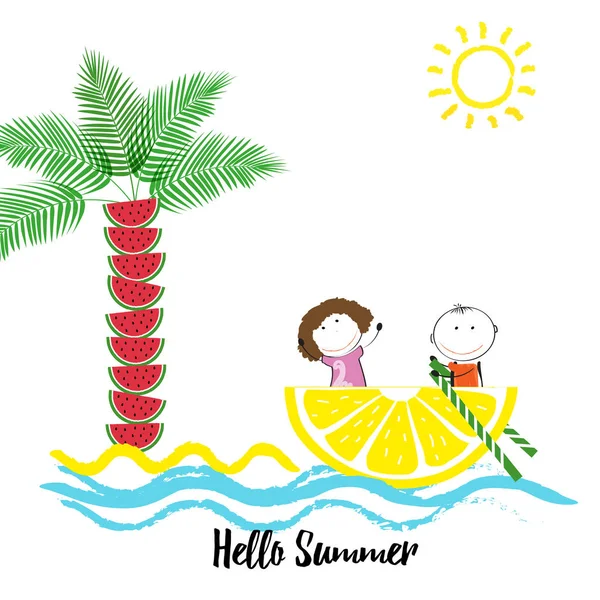 Счастливого летнего времени для детей — стоковый вектор