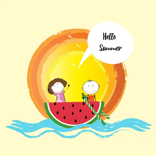 Happy summer time for children — Stock Vector