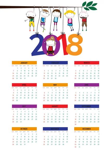 Ημερολόγιο για το 2018 — Διανυσματικό Αρχείο