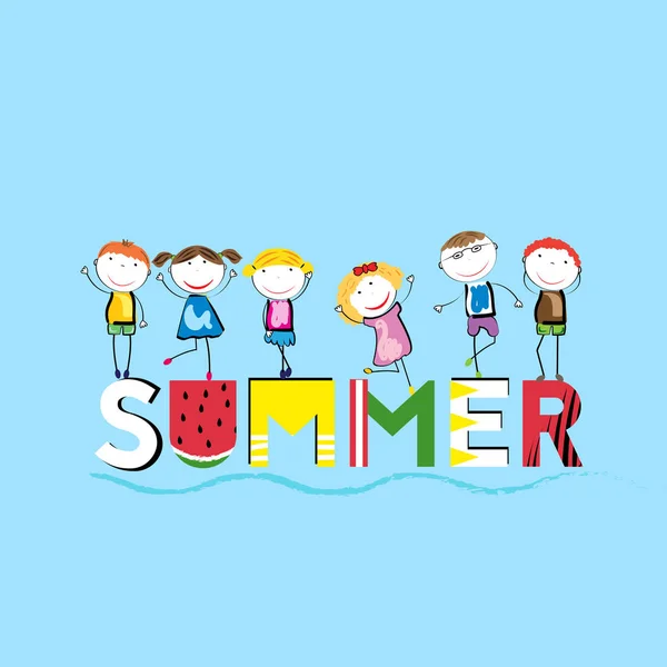 快乐的暑假 — — 孩子的时候 — 图库矢量图片