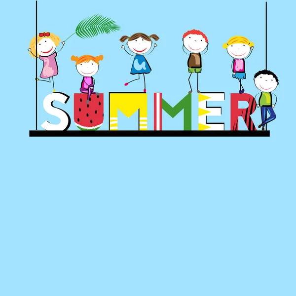 Happy summer - time for children — Stock Vector