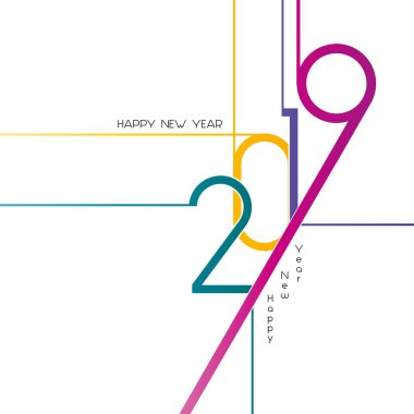 Mutlu yeni yıl 2019, vektör çizim