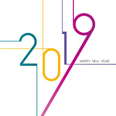 Mutlu yeni yıl 2019, vektör çizim