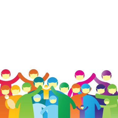 Koronovirüs salgını sırasında hasta ve sağlıklı insanların davranışlarını gösteren renkli bir resim.