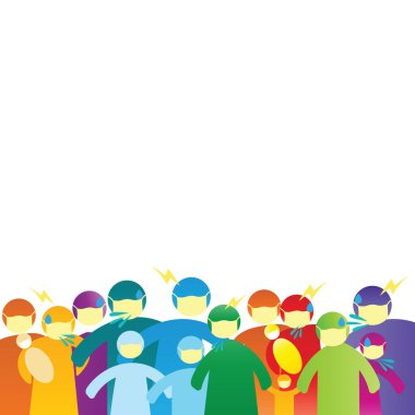 Koronovirüs salgını sırasında hasta ve sağlıklı insanların davranışlarını gösteren renkli bir resim.