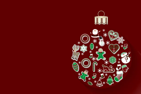 Vector Illustratie Ontwerp Van Wenskaart Met Kerst Ornament — Stockvector