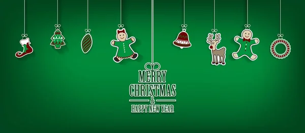 Vector Illustration Design Greeting Card Christmas Ornament — Stock Vector