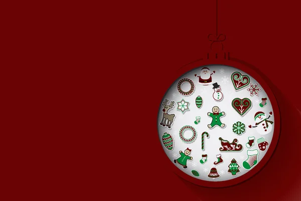 クリスマスの飾りとグリーティング カードのベクトル イラスト デザイン — ストックベクタ