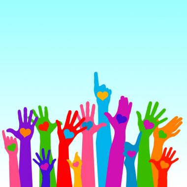 vektör çizim tasarım grubunun eller yetiştirme