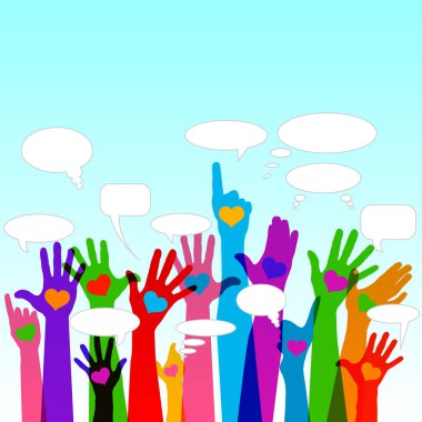 vektör çizim tasarım grubunun eller yetiştirme