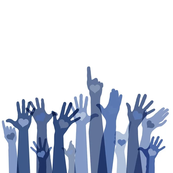 Vector Illustration Design Group Raising Hands — Stock Vector