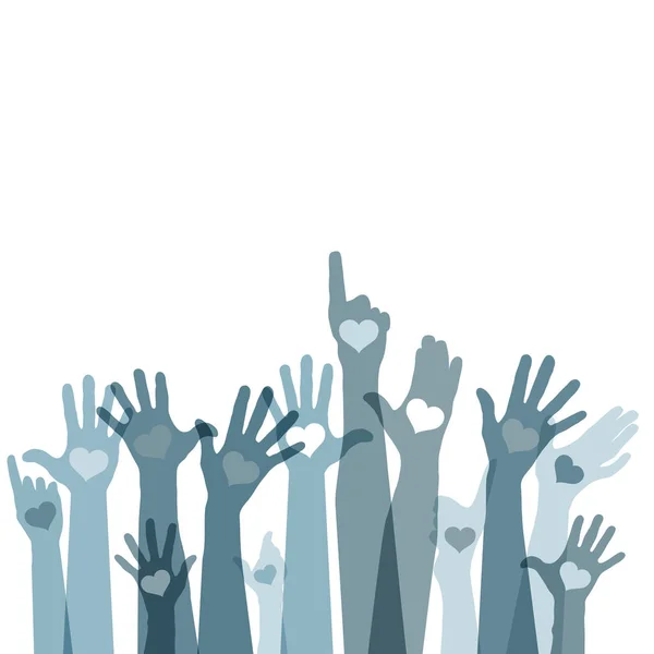 Vector Illustration Design Group Raising Hands — Stock Vector