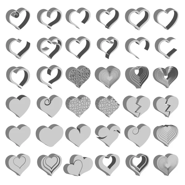 Vektor Illustration Design Symbol Hjärtan Set — Stock vektor