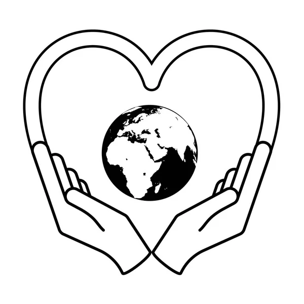 Vector Illustration Design Two Hands Holding Planet Earth — Stock Vector