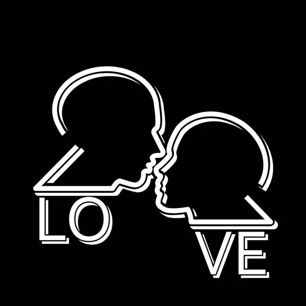 Векторна Ілюстрація Дизайну Значка Кохання Чоловік Жінка Цілуються — стоковий вектор