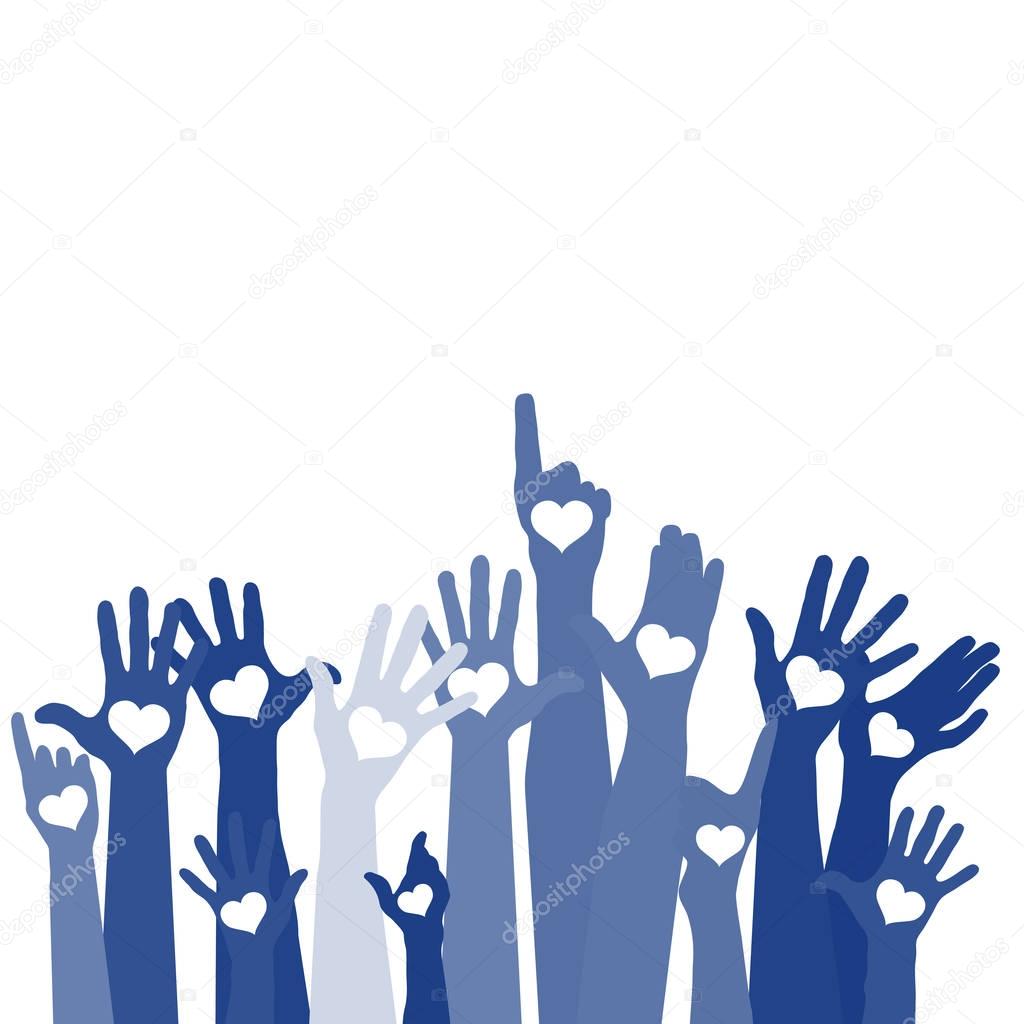 vector illustration design of Group of raising hands