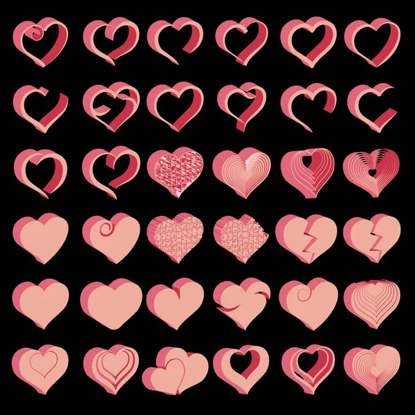 Vector Εικονογράφηση Σχεδιασμός Του Συμβόλου Καρδιές Σετ — Διανυσματικό Αρχείο