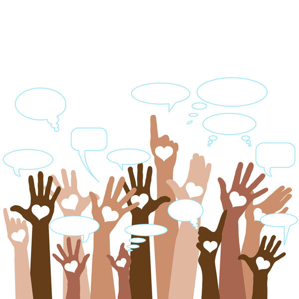 vector illustration design of Group of raising hands