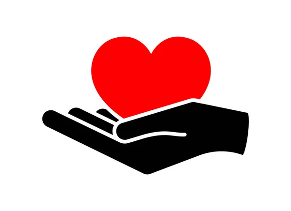 Coração Mão Dando Modelo Logotipo Coração Para Transplante Órgão Doação — Vetor de Stock