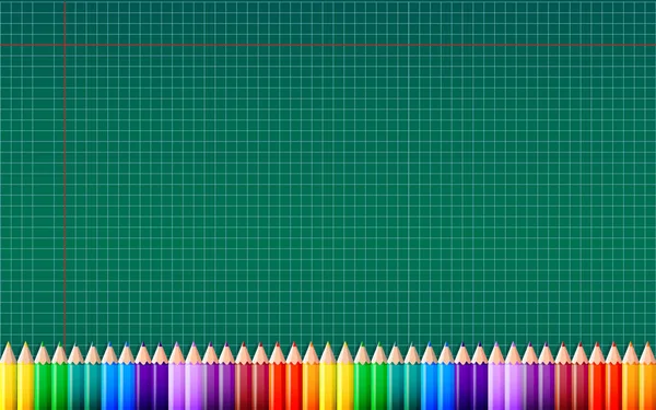 Шаблон Открытки Приглашения Цветными Карандашами Вернуться Школьной Концепции Векторная Иллюстрация — стоковый вектор