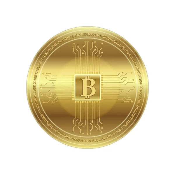 Monnaie cryptographique dorée, vecteur — Image vectorielle