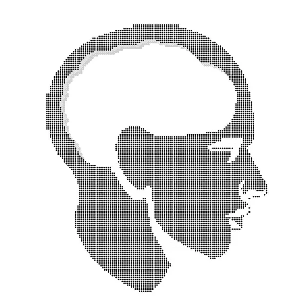 Halbton Logo Des Menschlichen Kopfes Mit Gehirn Vektorillustration — Stockvektor