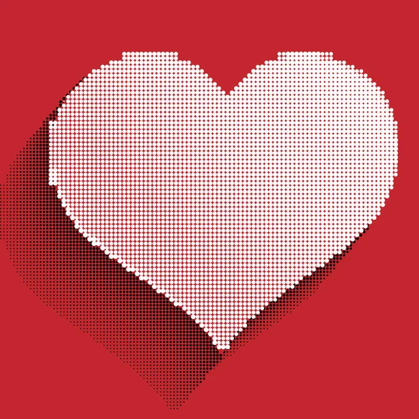 Halftone Icono Corazón Rojo Símbolo Amor Vector — Archivo Imágenes Vectoriales