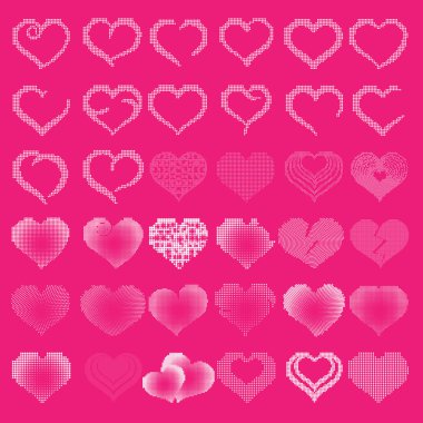 Noktalı kalp, vektör çizim seti 