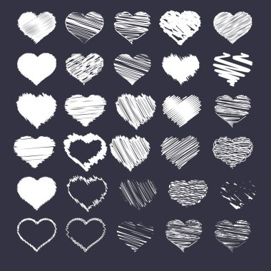 Kroki kalp simgeler, vektör çizim set